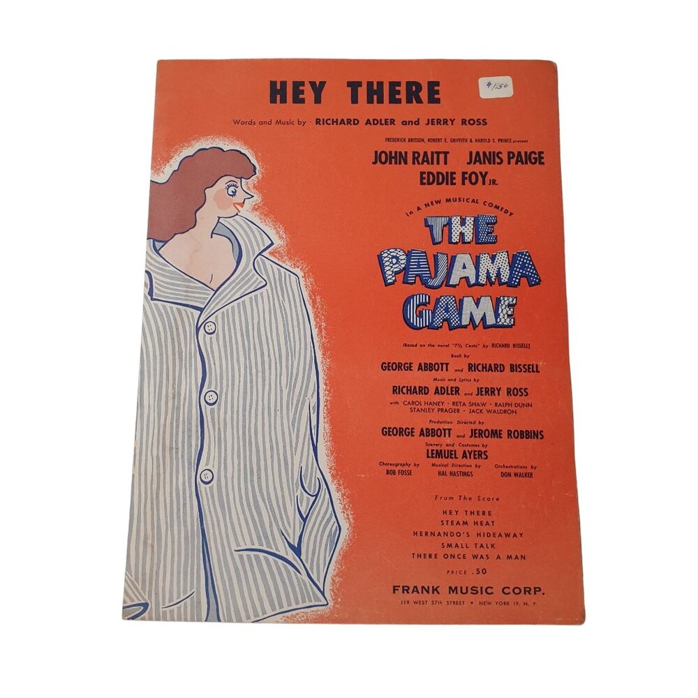 Hey There 1954 The Pajama Game Vintage Sheet Music Piano Voice Easy Listening
